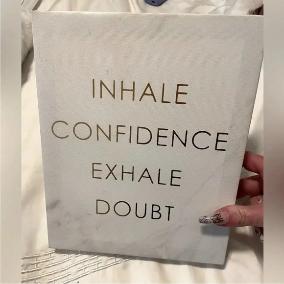 INHALE CONFIDENCE, EXHALE DOUBT WHITE CANVAS WALL ART - Picture 2 of 5
